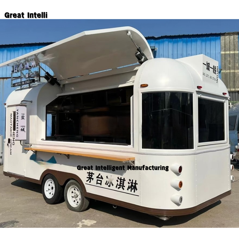 China Customized Full Kitchen Equipment Stainless Steel Food Trailer Corn-Based BBQ Ice Cream Truck Food Carts