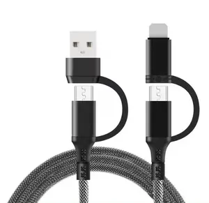 New 4 In 1 USB Cable 60W Fishnet Braided Multi Function Cable 1M For IPhone PD Quick Charging Cable