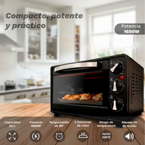Forno Elettrico Multifunzione da Banco 23L 1600W Nero - Product Image 1
