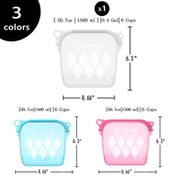 1500 ML 50.72 oz Set Kantong Silikon Reusable untuk Penyimpanan & Organisasi Rumah, Wadah Makanan Berdiri dengan Magnet, Kontainer Persiapan Makanan