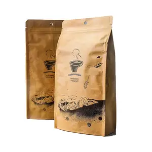 Embalaje Biodegradable personalizado, bolsa de sellado de 8 lados, cierre de cremallera, ecológico, para granos de café