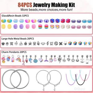Unicorn Mermaid <b>Charm</b> <b>Bracelet</b> <b>Making</b> <b>Kit</b> 84-Piece Jewelry Tools Equipment Inspiring Imagination Creativity Perfect Gift 5-12 - Product Image 3