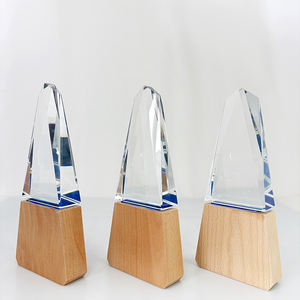 En blanco <span class=keywords><strong>obelisco</strong></span> trofeo de cristal con base de madera MH-NJ0120 - Product Image 6