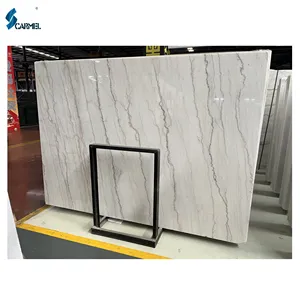 Carmel đá cẩm thạch tự nhiên Carrara trắng hồng tĩnh mạch Quảng Tây trắng lớn tấm thiết kế đồ họa dolomite đánh bóng Bảng điều chỉnh