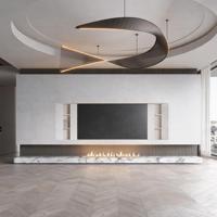 Console multimédia sans poignée, minimaliste, en MDF blanc, pour salon, en bouleau, bleu marine, noyer victorien
