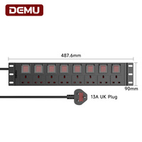 Unité de distribution d'alimentation (PDU) 2U 19 pouces, multiprise de rack, 8 prises UK BS1363 13A 3250W, interrupteur à double disjoncteur UKCA