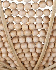 Lámpara de Araña Decorativa Bohemia de Madera Blanca Lavada con Cuentas, Lámpara Colgante de Hierro con Forma de Globo - Product Image 4