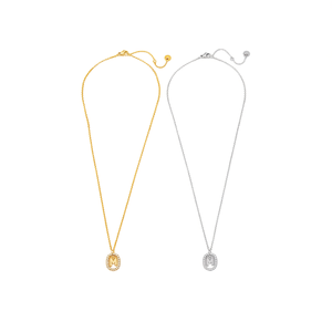 Collana con Ciondolo a Forma di Lettera M con Diamante, 10x15cm, Stile Collare, Gioielli alla Moda in Acciaio, Tono Argento e Oro - Product Image 2