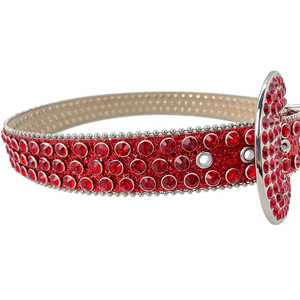 Ultima <span class=keywords><strong>Cintura</strong></span> <span class=keywords><strong>Rossa</strong></span> Lucida con Strass per Donne e Uomini Realizzata in Pelle - Product Image 2