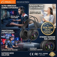 Casque de jeu supra-auriculaire OEM ODM filaire RGB avec microphone haute définition et coussinets d'oreille en mousse PU