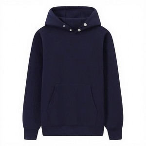 เสื้อสเวตเชิ้ตมีฮู้ดสีพื้นสำหรับผู้ชายทรงโอเวอร์ไซส์ลำลองถักนิตติ้งแขนยาวมีกระเป๋าใส่ของสำหรับฤดูใบไม้ร่วง - Product Image 1