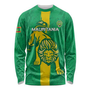 Maillot de football à manches longues Mauritanie, motif animalier personnalisé, t-shirt d'entraînement de football à séchage rapide, tee-shirt rétro pour homme - Product Image 1