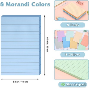 Bloc de Notas Adhesivas con Logotipo Personalizado, Multicolor, con Índice, Diseño de Líneas, Marca HEADA, 4x6 Pulgadas, 45 Hojas/Bloc - Product Image 3