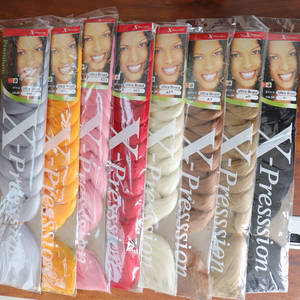 Extensions per capelli sintetici all'ingrosso da fabbrica, <span class=keywords><strong>treccine</strong></span> all'uncinetto, 82'' 165g, fibra sintetica premium, trama singola Yaki - Product Image 1