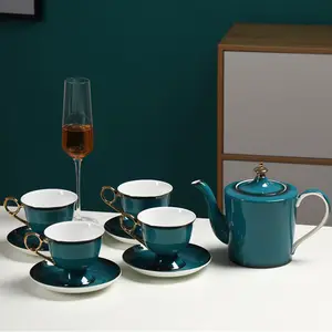 Горячая распродажа, подарочный набор, набор чайных чашек с зелеными глазурованными костями, набор чайных чашек Королевского кофе, чайные наборы