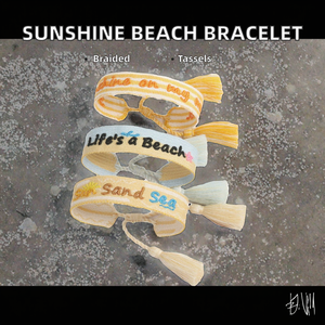 Pulsera <span class=keywords><strong>de</strong></span> Moda <span class=keywords><strong>de</strong></span> Verano con Bordado y Borlas <span class=keywords><strong>de</strong></span> Cuerda Trenzada para Playa y Mar, Estilo Sunkissed, para Mujer - Product Image 2