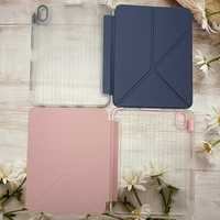 4 Katlı PU Deri Kapaklı Kitap Tipi Kılıf, Kalem Yuvası ve Dokulu Akrilik PC+TPU Kılıf, iPad 10.9 İnç Tablet Kılıfı