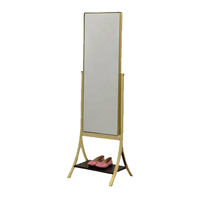 Miroir sur pied encadré pleine longueur au design moderne, construction bois/métal/verre, idéal pour chambre à coucher