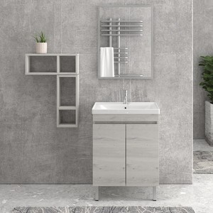 Armoire de salle de bain sur pied Kamalu SV-65T 65 cm avec lavabo intégré, style européen, panneau en mélamine aluminium MDF - Product Image 3