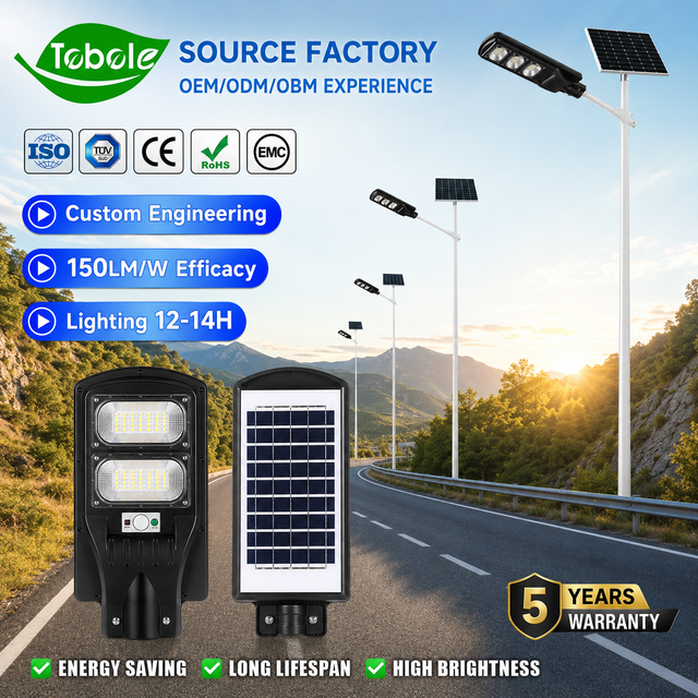 High Brightness LED Monocrystalline Solar Street Light 200W DC Motion Sensor + Remote Control Always-On Mode IP65 ABS Road