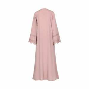Abayas para Mujer, Conjunto Abierto con Ribete de Encaje, Manga Larga, Chifón Transpirable, Sin Forro, Ropa Modesta para Fiestas - Product Image 5