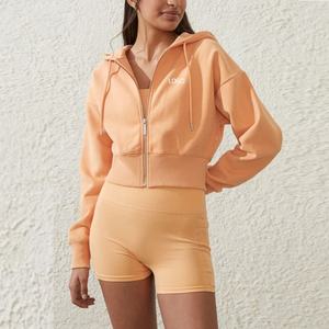 Top Corto Deportivo de Algodón para Gimnasio, Sudadera Deportiva, Sudadera Corta Personalizada con Cremallera para Mujer - Product Image 3