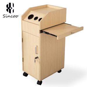 High Quality Large Black Modern Hotel Use 4-Wheel Durable Fashion Beauty Salon <b>Trolley</b> Cart Wooden Hair <b>Tools</b> Cabinet - Product Image 2