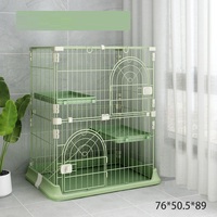Grande cage à chat à 4 étages en acier inoxydable rose vif multifonctionnelle confortable cage à chat à 3 étages