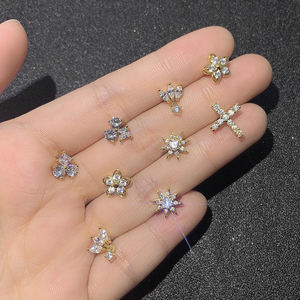 도매 저렴한 작은 미니 귀여운 귀걸이 보석 세트 Cz 18K 골드 도금 스터드 귀걸이 - Product Image 2