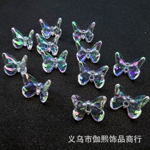 Papillon 3D en acrylique iridescent plaqué UV avec trou au dos, matériau artisanal DIY pour ornement de voiture, décoration de la maison - Product Image 1