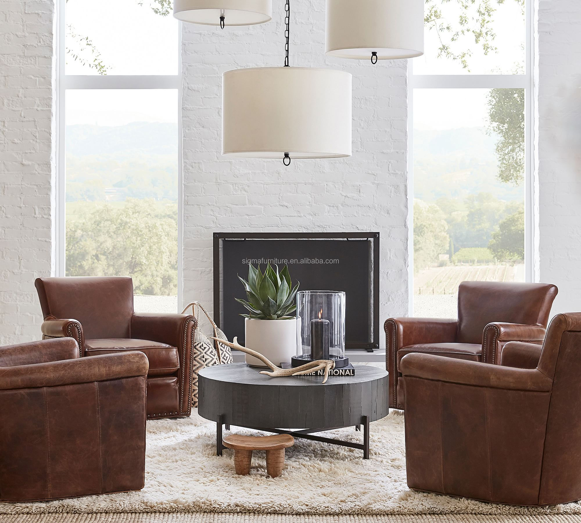 Popular modern complete vintage armchair for leather living room chaise high-end customization