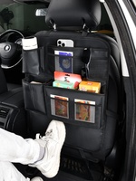 Sac de rangement suspendu pour voiture en tissu Oxford et cuir, organiseur de siège arrière, protection anti-coup de pied, plateau multifonctionnel pour iPad/tablette