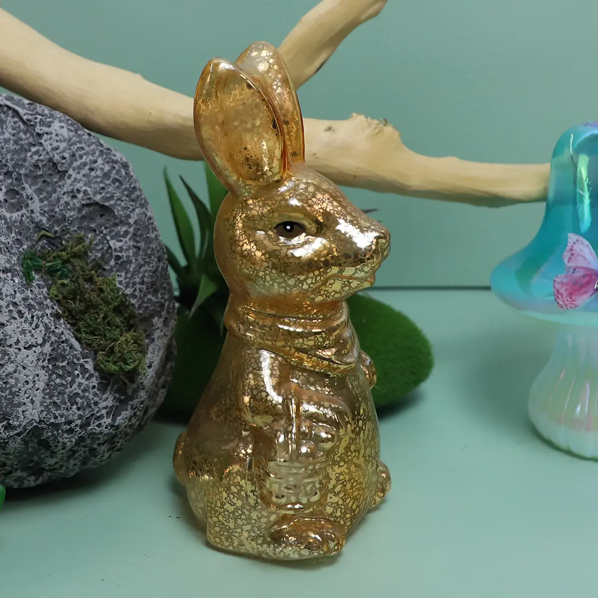 Conejo de Pascua de cristal de estilo vintage, conejo de pascua, decoración del hogar, regalos