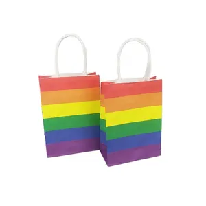 April Fool's Day Christmas Birthday Gift Candle Original New Design Packing Decoration Favors Reusable Kraft Rainbow Paper Bag