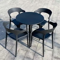 Meubles de jardin imperméables de fabrication directe, forme ronde et carrée, restaurant, terrasse, salle à manger, table en plastique d'extérieur