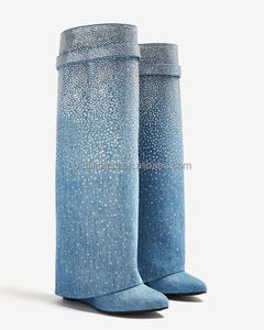 Botas de Piel Genuina de Lujo para Mujer, con Pedrería y Cristales, Botas Altas hasta el Muslo, Estilo Kendall <span class=keywords><strong>Jenner</strong></span>, para el 22º Cumpleaños - Product Image 6