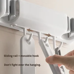 LANZYLO ODM Crochet <span class=keywords><strong>mural</strong></span> en plastique pour balai et serpillière, 3 crochets, design moderne et simple, pour salle de bain, sans perçage, support de rangement avec boucle - Product Image 3