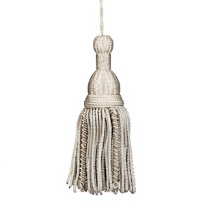 Premium <b>Silver</b> Grey Bullion Tassel Trim Hand Knitted <b>Crown</b> Metallic Wire Fringe Zari Thread Garment Decorative Church Vestment - Product Image 1