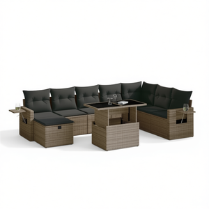 Conjunto de Sofás de Jardín de Ratán para 6 Personas, Muebles de Exterior con Almacenamiento, Diseño Contemporáneo - Product Image 1