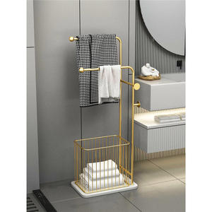 Porte-serviettes scandinave de luxe en plastique à 3 barres, étagère autoportante pour rangement de salle de bain - Product Image 2