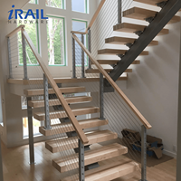 Rampe d'escalier en acier inoxydable avec verre trempé, système de balustrade moderne intérieur/extérieur, main courante d'escalier droite sur mesure
