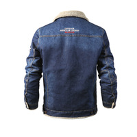 Veste d'hiver décontractée pour homme en jean, col en cuir de mouton brodé, doublure polaire épaisse, coupe ample, grande taille