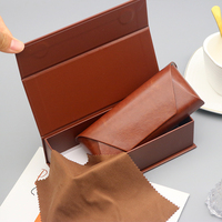 Boîte d'emballage pour lunettes de soleil, étui en cuir marron de luxe, étuis personnalisés avec logo OEM pour lunettes, ensemble d'emballage pour lunettes de soleil