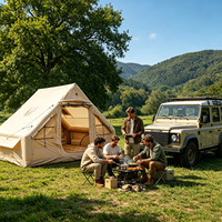 Tente Gonflable Oxford 420D de 6,3 m² en Gros, Tente de Glamping Kaki Imperméable avec Doubles Portes en U et Fenêtre Panoramique, Fabrication OEM