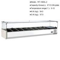 Réfrigérateur de comptoir de bar à salades commercial en acier inoxydable de 1200 L avec vitrine à 4 faces et contrôle numérique