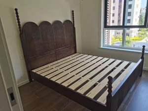 Lit en bois massif de luxe léger haut de gamme Style d'âge <span class=keywords><strong>moyen</strong></span> pour chambre principale Double Queen Size Design antique avec cadre de lit doux - Product Image 6