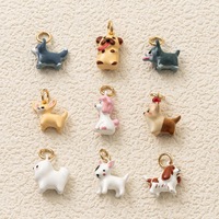 Pendentif Chien de Dessin Animé Mignon, Breloques en Céramique avec Finition Émail, Bijoux Animaux, Anneau Doré pour Collier, Bracelet, Cadeau DIY