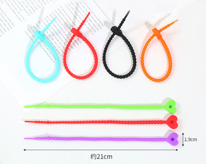 YDS سيليكون كابل العلاقات منظم الحبل التفاف قابلة لإعادة الاستخدام سلك قابل للغسل إدارة شكل قلب مرن شاحن كابل العلاقات حزام - Product Image 3