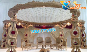 Mandap de Madera para Bodas Gujarati, Mandap Sankheda para Bodas Gujarati en Venta, Mandap Sankheda Tradicional para Bodas, Instalación en EE. UU. - Product Image 6