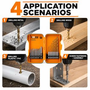COOFIX CFA-07019 15PCS Hex Shank HSS Twist Drill &amp; Screwdriver <strong>Bit</strong> Set with Long Magnetic Driver <strong>Holder</strong> - Product Image 2